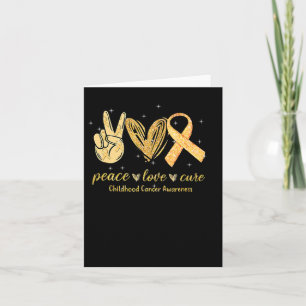 Peace Love Cure Childhood Cancer Awareness Gold Ri Card