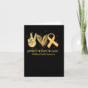 Peace Love Cure Childhood Cancer Awareness Gold Ri Card