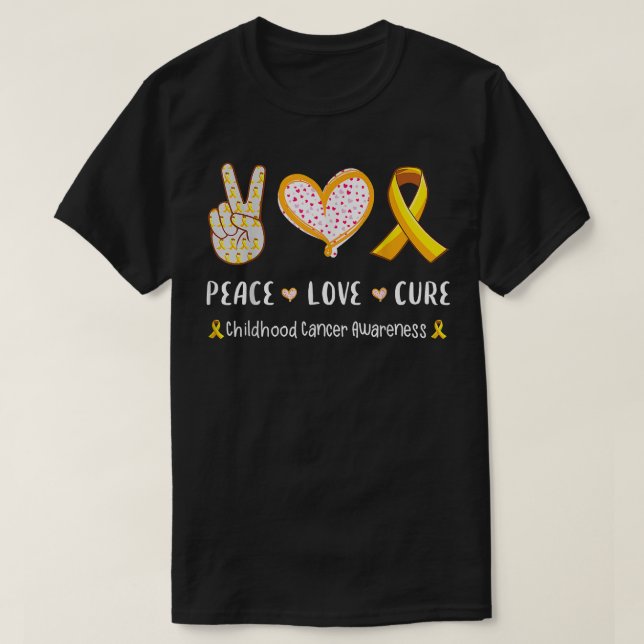 Peace Love Cure Childhood Cancer Awareness Leopard T-Shirt (Design Front)