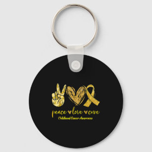 Peace Love Cure Childhood Cancer Awareness Leopart Keychain