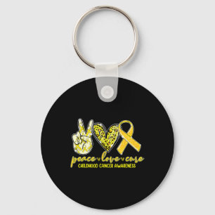 Peace Love Cure Childhood Cancer Awareness Leopart Keychain
