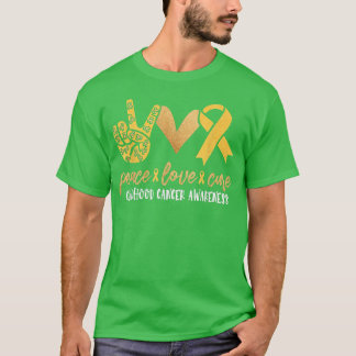 Peace Love Cure Childhood Cancer Awareness Ribbon  T-Shirt