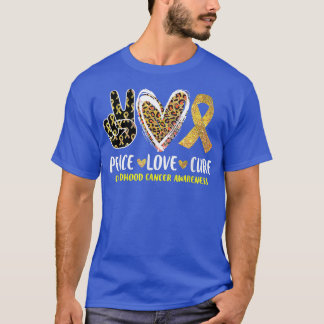 Peace Love Cure Childhood Cancer Awareness Ribbon  T-Shirt