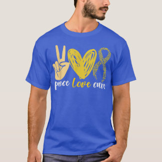 Peace Love Cure Childhood Cancer Awareness Yellow  T-Shirt
