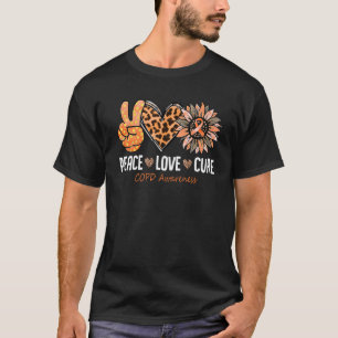 Peace Love Cure COPD Awareness Month Orange Sunflo T-Shirt
