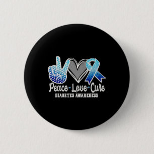 Peace Love Cure Diabetes Awareness 1  2 Inch Round Button