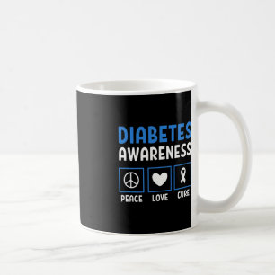 Peace Love Cure Diabetes Awareness 3 Coffee Mug