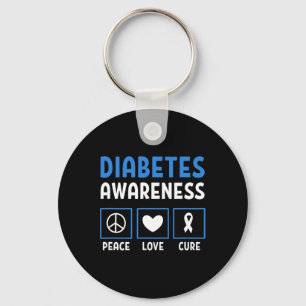 Peace Love Cure Diabetes Awareness 3 Keychain