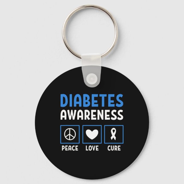 Peace Love Cure Diabetes Awareness 3  Keychain (Front)