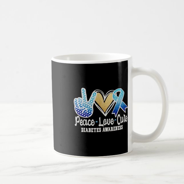 Peace Love Cure Diabetes Awareness  Coffee Mug (Right)