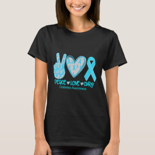 Peace Love Cure Diabetes Awareness Gift T-Shirt