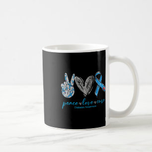 Peace Love Cure Diabetes Awareness Heart Ribbon  Coffee Mug