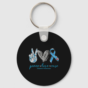 Peace Love Cure Diabetes Awareness Keychain
