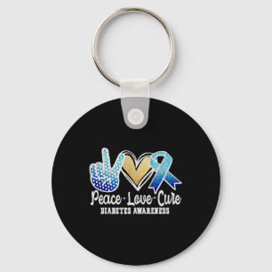 Peace Love Cure Diabetes Awareness Keychain