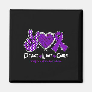 Peace Love Cure Drug Overdose Awareness Purple Rib Magnet