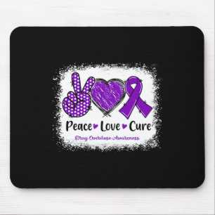 Peace Love Cure Drug Overdose Awareness Purple Rib Mouse Pad