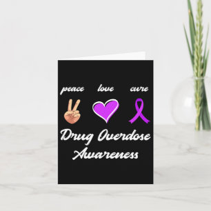 Peace Love Cure Drug Purple Ribbon Overdose Awaren Card