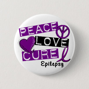 PEACE LOVE CURE EPILEPSY 2 INCH ROUND BUTTON