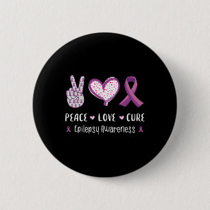 Peace Love Cure Epilepsy Awareness Men Women Kids 2 Inch Round Button