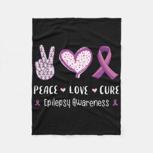 Peace Love Cure Epilepsy Awareness Men Women Kids Fleece Blanket