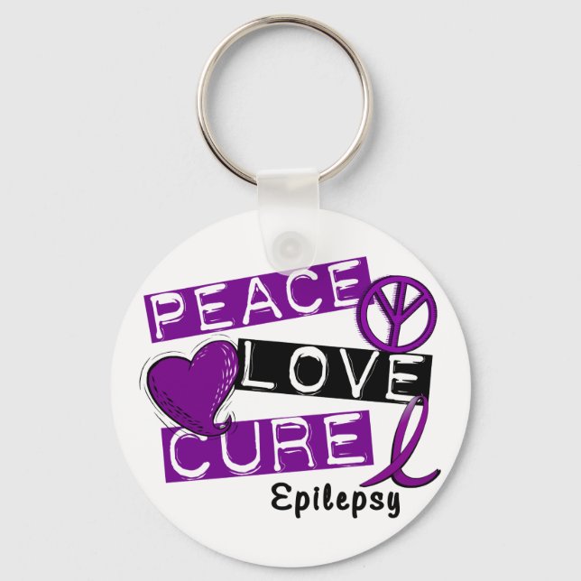 PEACE LOVE CURE EPILEPSY KEYCHAIN (Front)