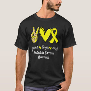 Peace Love Cure Epithelioid Sarcoma Yellow Ribbon T-Shirt