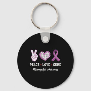 Peace Love Cure Fibromyalgia Awareness Men Women K Keychain