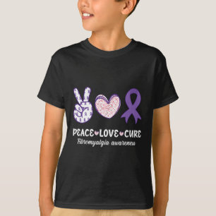 Peace Love Cure Fibromyalgia Awareness Month Warri T-Shirt