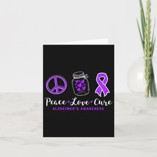 Peace Love Cure For Heimerheimer S Warrior Tee Hei Card (Front)