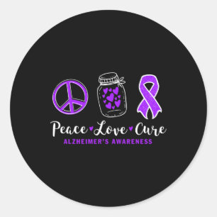 Peace Love Cure For Heimerheimer S Warrior Tee Hei Classic Round Sticker