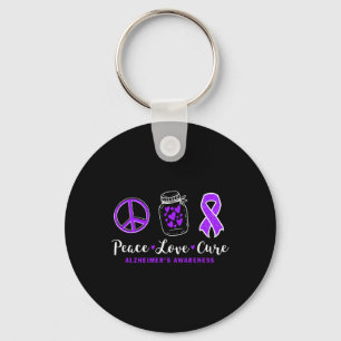 Peace Love Cure For Heimerheimer S Warrior Tee Hei Keychain