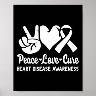 Peace Love Cure Go Red American Heart Disease Awar Poster
