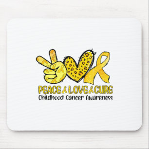 Peace Love Cure Golden Ribbon Childhood Cancer Awa Mouse Pad