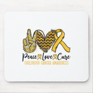 Peace Love Cure Golden Ribbon Childhood Cancer Awa Mouse Pad
