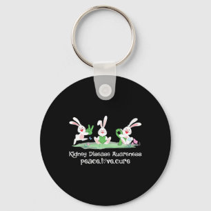 Peace Love Cure Green Ribbon Kidney Disease Awaren Keychain