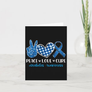 Peace Love Cure Grey Blue Ribbon Diabetes Awarenes Card