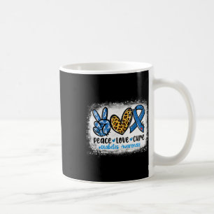 Peace Love Cure Grey Blue Ribbon Diabetes Awarenes Coffee Mug