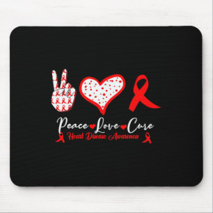 Peace Love Cure Heart Disease Awareness Red Heart Mouse Pad