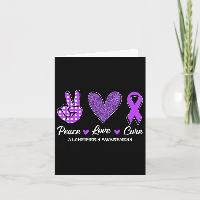 Peace Love Cure Heimers Awareness  Card (Front)