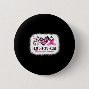 Peace Love Cure Leopard Breast Cancer Awareness 2 Inch Round Button