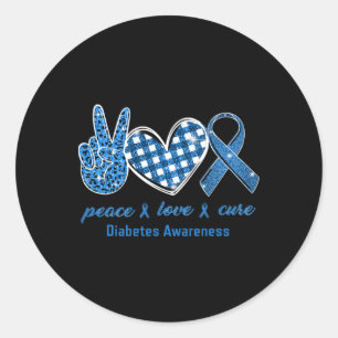 Peace Love Cure Leopard Diabetes Awareness Survivo Classic Round Sticker