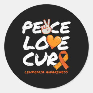 Peace Love Cure - Leukaemia Awareness Classic Round Sticker