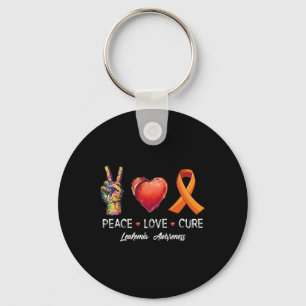 Peace Love cure leukaemia awareness men women kids Keychain