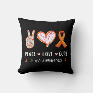 Peace Love cure leukaemia awareness men women kids Throw Pillow