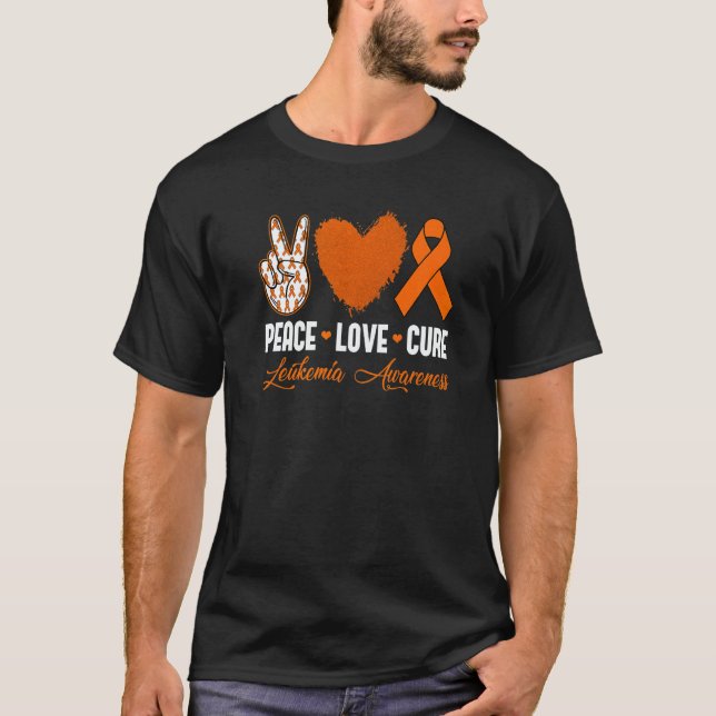 Peace Love Cure Leukemia Awareness Month Warrior W T-Shirt (Front)