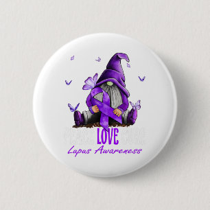 Peace Love Cure Lupus Awareness Purple Ribbon 2 Inch Round Button