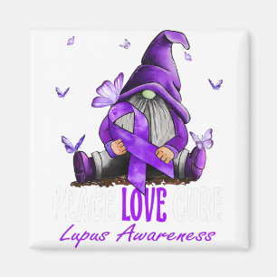 Peace Love Cure Lupus Awareness Purple Ribbon Magnet