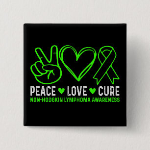 Peace Love Cure Lymphoma Cancer Awareness Support 2 Inch Square Button