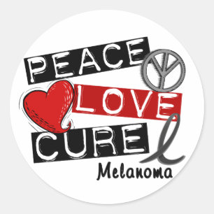 PEACE LOVE CURE MELANOMA Shirts & Gifts Classic Round Sticker