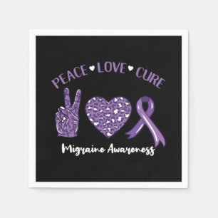 Peace Love Cure Migraine Awareness Ribbon Napkin